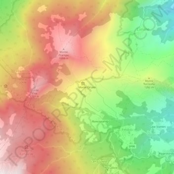 Topografische kaart Monte Orsaro, hoogte, reliëf