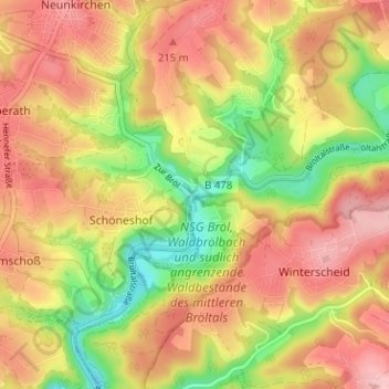 Topografische kaart Ingersau, hoogte, reliëf