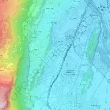 Topografische kaart Risset, hoogte, reliëf