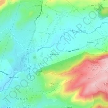 Topografische kaart Le Mercadier, hoogte, reliëf