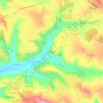 Topografische kaart Renaux, hoogte, reliëf