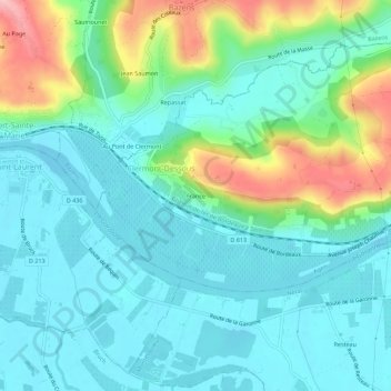 Topografische kaart France, hoogte, reliëf