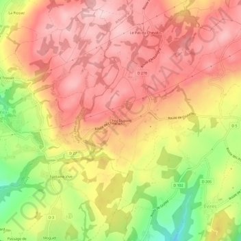 Topografische kaart Chez Dupont, hoogte, reliëf