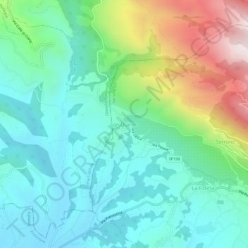 Topografische kaart San Quirico, hoogte, reliëf