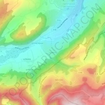 Topografische kaart La Mérie, hoogte, reliëf