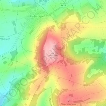 Topografische kaart Goeftberg, hoogte, reliëf
