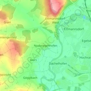 Topografische kaart Naabsiegenhofen, hoogte, reliëf