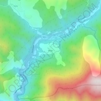 Topografische kaart Arcalís, hoogte, reliëf