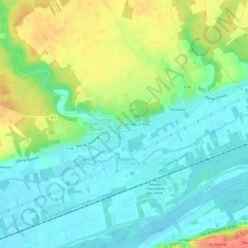 Topografische kaart Le Pont d'Ouchet, hoogte, reliëf