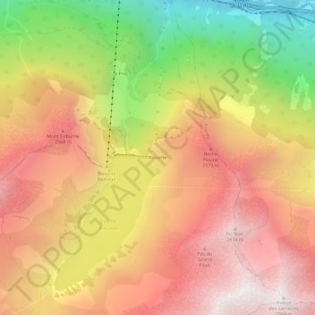 Topografische kaart Bissorte, hoogte, reliëf