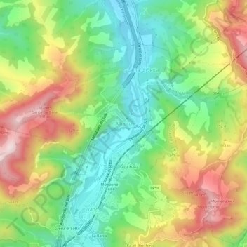 Topografische kaart Allocco, hoogte, reliëf