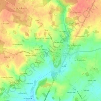Topografische kaart La Jaunay, hoogte, reliëf