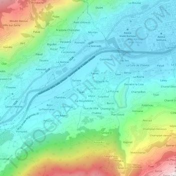 Topografische kaart La Combaz, hoogte, reliëf