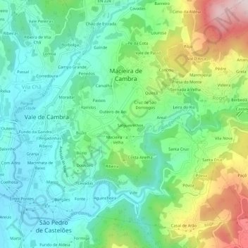 Topografische kaart Fundada, hoogte, reliëf