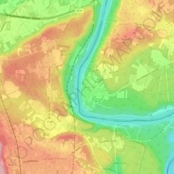 Topografische kaart Coarezza, hoogte, reliëf