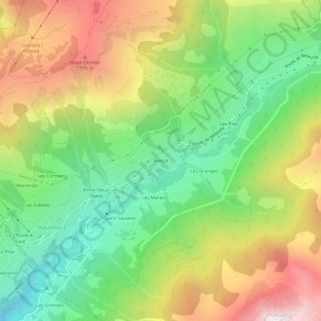 Topografische kaart Annuit, hoogte, reliëf