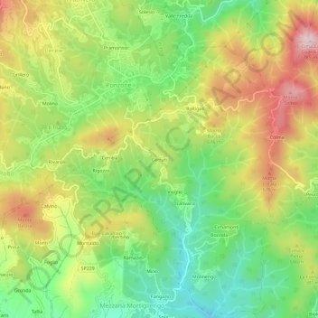 Topografische kaart Cerruti, hoogte, reliëf