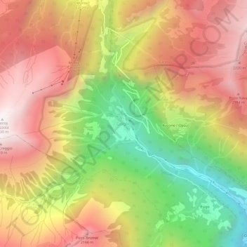 Topografische kaart Goglio, hoogte, reliëf