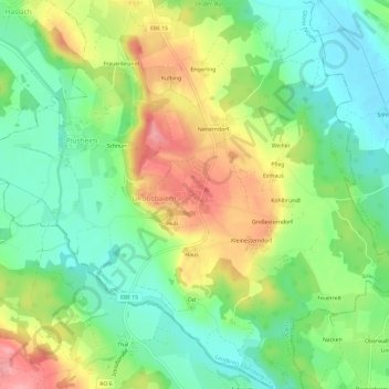 Topografische kaart Antholing, hoogte, reliëf