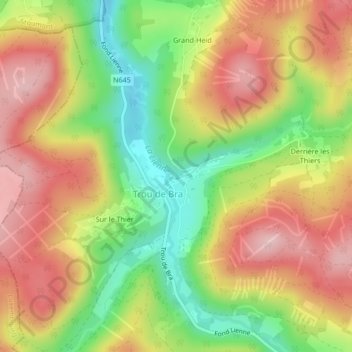 Topografische kaart Croupet, hoogte, reliëf