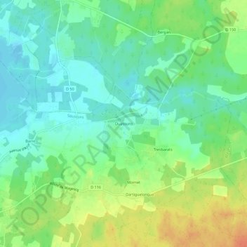 Topografische kaart Ouatouns, hoogte, reliëf