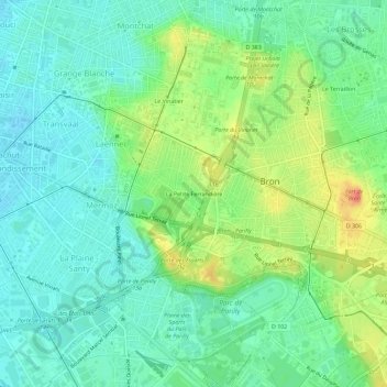 Topografische kaart La Petite Ferrandière, hoogte, reliëf