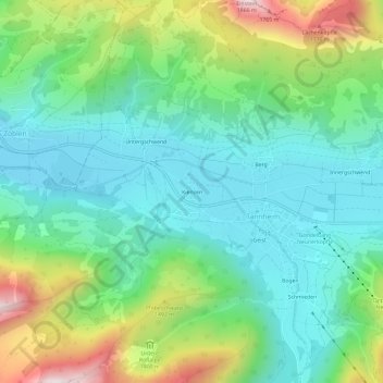 Topografische kaart Kienzen, hoogte, reliëf
