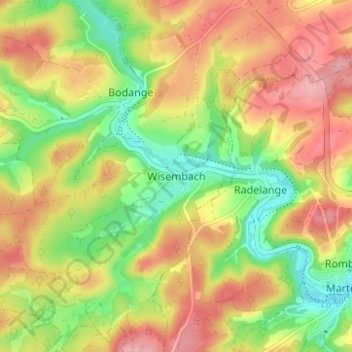 Topografische kaart Wisembach, hoogte, reliëf