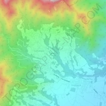 Topografische kaart Pianassa, hoogte, reliëf
