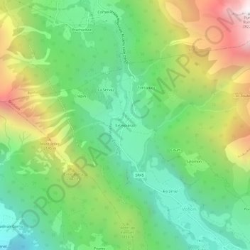 Topografische kaart Extrepiéraz, hoogte, reliëf