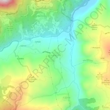 Topografische kaart Cinquecerri, hoogte, reliëf