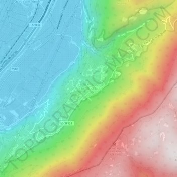 Topografische kaart Pochi, hoogte, reliëf