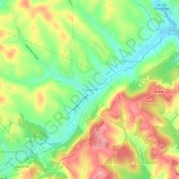 Topografische kaart Sturgeon, hoogte, reliëf