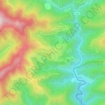Topografische kaart La Roche, hoogte, reliëf