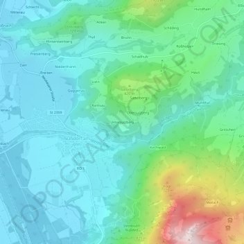 Topografische kaart Untersulzberg, hoogte, reliëf
