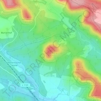 Topografische kaart Gleichenberg, hoogte, reliëf