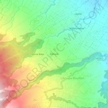 Topografische kaart Démare, hoogte, reliëf