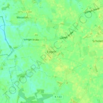 Topografische kaart Engeln, hoogte, reliëf