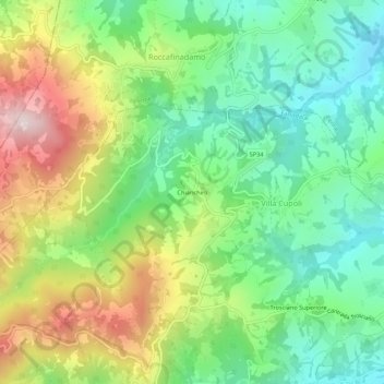Topografische kaart Chianchiro, hoogte, reliëf