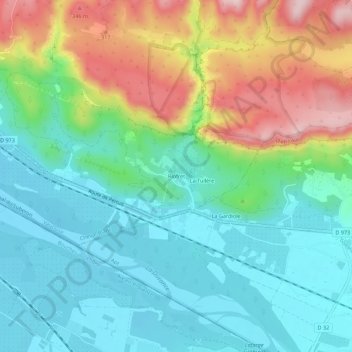 Topografische kaart Riofret, hoogte, reliëf