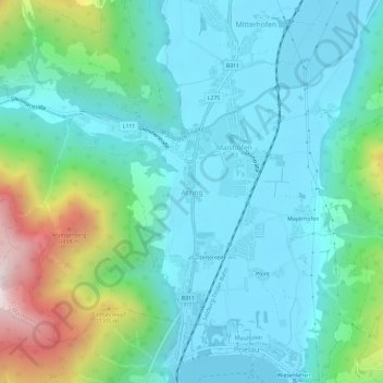 Topografische kaart Atzing, hoogte, reliëf
