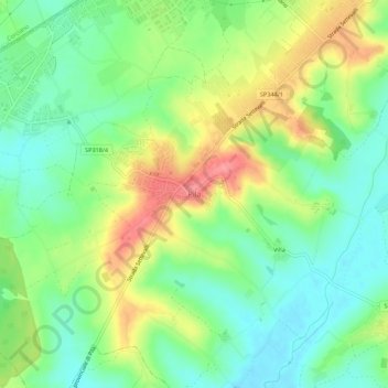 Topografische kaart Pila, hoogte, reliëf