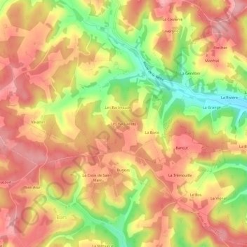 Topografische kaart Les Parpaillots, hoogte, reliëf