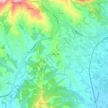 Topografische kaart Colle del Lupo, hoogte, reliëf