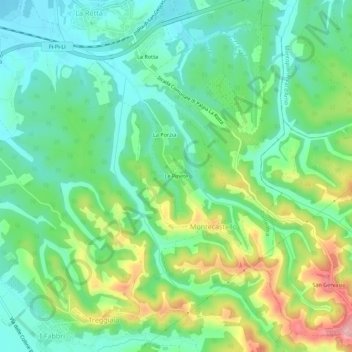 Topografische kaart Le Pinete, hoogte, reliëf