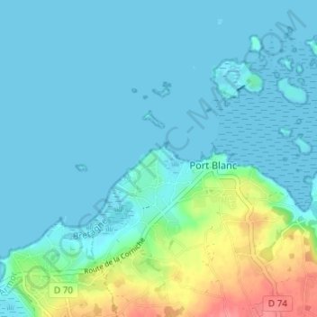 Topografische kaart Crec'h Avel, hoogte, reliëf