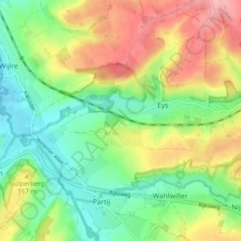 Topografische kaart Eyserhalte, hoogte, reliëf