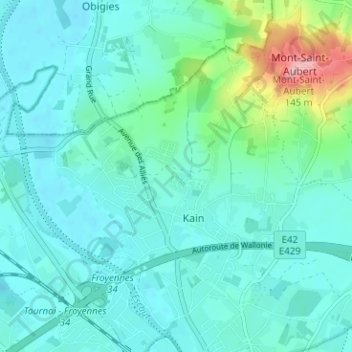 Topografische kaart Vert Marais, hoogte, reliëf