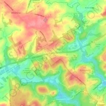 Topografische kaart Edgmont, hoogte, reliëf