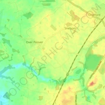 Topografische kaart Peover Heath, hoogte, reliëf